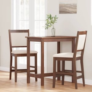 vidaXL Hokery barowe z poduszkami 2 szt. Brązowe lite drewno gumowe 3