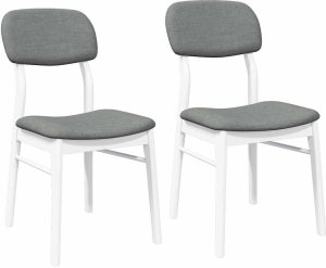 vidaXL Krzesła do jadalni z poduszkami 2 szt. Białe lite drewno gumowe 2