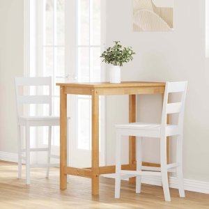 vidaXL Hokery barowe 2 szt. Białe lite drewno gumowe 3