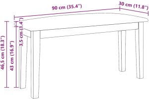 vidaXL Ławka 90 cm Biała lite drewno guma 10