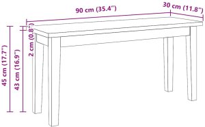 vidaXL Ławka 90 cm Drewno lite Guma 10