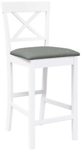 vidaXL Hokery barowe z poduszkami 2 szt. Białe lite drewno gumowe 4