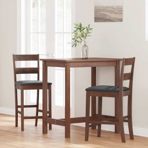 vidaXL Hokery barowe z poduszkami 2 szt. Brązowe lite drewno gumowe 3