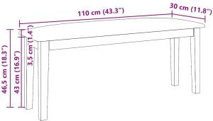 vidaXL Ławka 110 cm Brązowa lite drewno guma 10