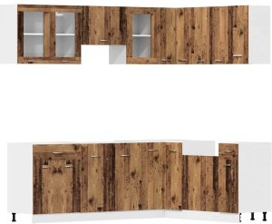 vidaXL Zestaw 11 szafek kuchennych, stare drewno 2