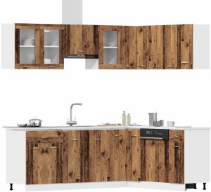 vidaXL Zestaw 11 szafek kuchennych, stare drewno 3