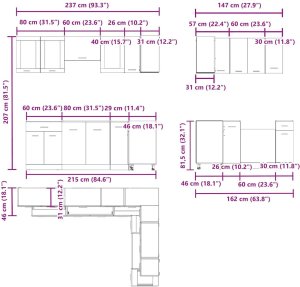 vidaXL Zestaw 11 szafek kuchennych, stare drewno 8
