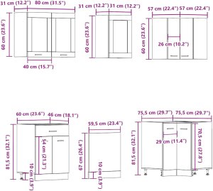vidaXL Zestaw 11 szafek kuchennych, stare drewno 9