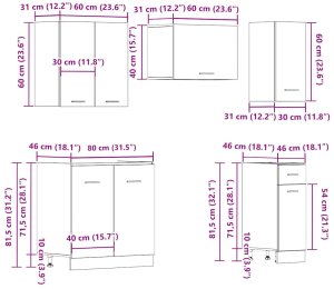 vidaXL Zestaw 11 szafek kuchennych, stare drewno 10