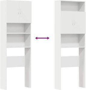 vidaXL Szafka pod pralkę Biała 64x24x190 cm Drewno klejone 9