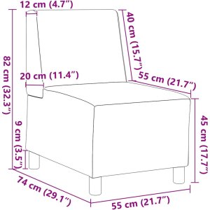vidaXL Sofa Fotel Jasnoszary 55 cm Aksamit 9