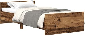 vidaXL Rama łóżka bez materaca, stare drewno, 75x190 cm 2
