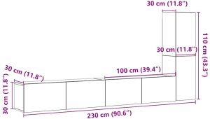 vidaXL Wiszące szafki telewizyjne, 3 szt., stare drewno 10