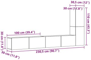 vidaXL 3-częściowy zestaw szafek TV, stare drewno, materiał drewnopochodny 9