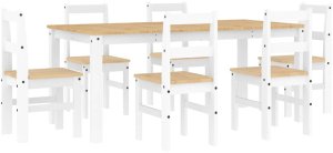 vidaXL 7-częściowy zestaw jadalny „Panama" białe lite drewno sosnowe 2