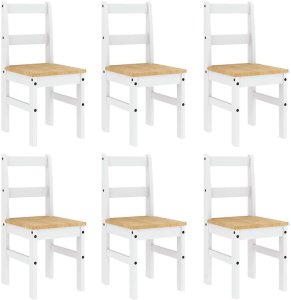 vidaXL 7-częściowy zestaw jadalny „Panama" białe lite drewno sosnowe 4