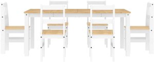 vidaXL 7-częściowy zestaw jadalny „Panama" białe lite drewno sosnowe 7