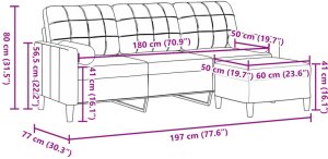 Sofa 3-osobowa, kremowa, 180 cm, tapicerowana aksamit 7
