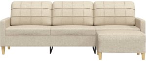 vidaXL 3-osobowa sofa z podnóżkiem, kremowa, 210 cm, tkaniną 3