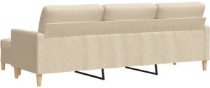 vidaXL 3-osobowa sofa z podnóżkiem, kremowa, 210 cm, tkaniną 5