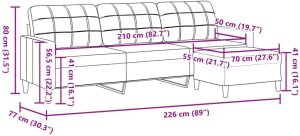 vidaXL 3-osobowa sofa z podnóżkiem, kremowa, 210 cm, tkaniną 7