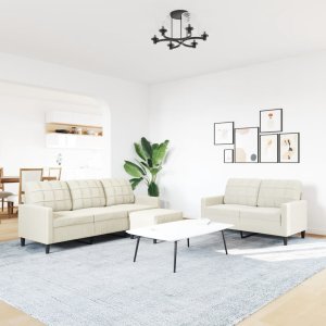 3-częściowy komplet wypoczynkowy, obity aksamitem, kremowa 3