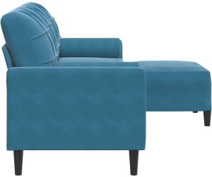 3-osobowa sofa z podnóżkiem, niebieska, 210 cm, aksamit 4