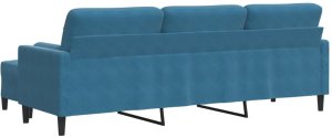 3-osobowa sofa z podnóżkiem, niebieska, 210 cm, aksamit 5