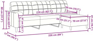 3-osobowa sofa z podnóżkiem, niebieska, 210 cm, aksamit 7
