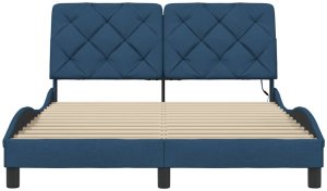 vidaXL Rama łóżka z LED bez materaca Niebieski 140x190 cm Tkanina 6