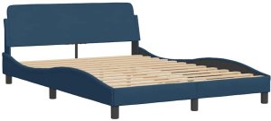 vidaXL Rama łóżka z LED bez materaca Niebieski 140x190 cm Tkanina 7