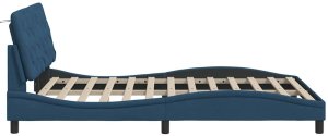 vidaXL Rama łóżka z LED bez materaca Niebieski 140x190 cm Tkanina 9