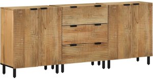3-częściowy kredens brązowy 60x33x75 cm lite drewno mango 1
