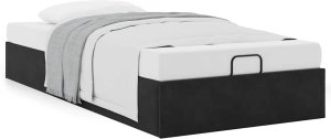 Rama łóżka otomana bez materaca, czarna, 90x200 cm, aksamit 4