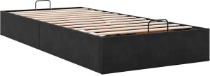 Rama łóżka otomana bez materaca, czarna, 90x200 cm, aksamit 6