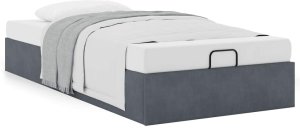 Rama łóżka otomana bez materaca, szara, 80x200 cm, aksamit 4
