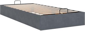 Rama łóżka otomana bez materaca, szara, 80x200 cm, aksamit 9