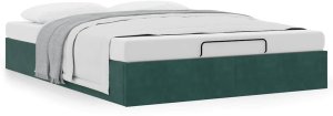 Rama łóżka otomana bez materacem, zielona, 140x200 cm, aksamit 4