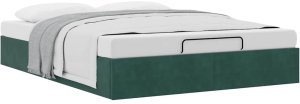 Rama łóżka otomana bez materacem, zielona, 140x200 cm, aksamit 5