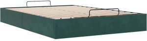 Rama łóżka otomana bez materacem, zielona, 140x200 cm, aksamit 6