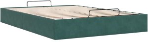 Rama łóżka otomana bez materacem, zielona, 140x200 cm, aksamit 9