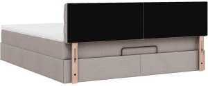 vidaXL Rama łóżka otomana z materacem, taupe, 160x200 cm, tkanina 11