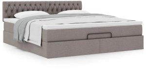 vidaXL Rama łóżka otomana z materacem, taupe, 160x200 cm, tkanina 4