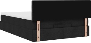 Łóżko otomana z materacem, czarne, 140x190 cm, tkanina 11