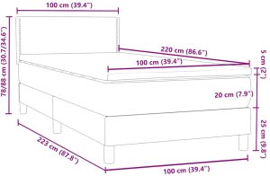 vidaXL Łóżko kontynentalne z materacem, różowe, 100x220 cm, aksamit 12