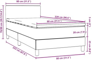 Łóżko kontynentalne z materacem, niebieskie, aksamit, 80x220 cm 12