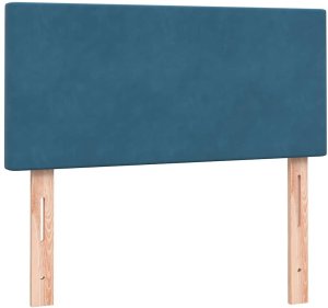 Łóżko kontynentalne z materacem, niebieskie, aksamit, 80x220 cm 6