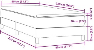 Łóżko kontynentalne z materacem, niebieskie, aksamit, 80x220 cm 11