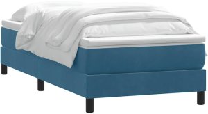 Łóżko kontynentalne z materacem, niebieskie, aksamit, 80x220 cm 3