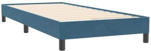 Łóżko kontynentalne z materacem, niebieskie, aksamit, 80x220 cm 4